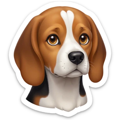 Cinematic Noble Beagle Portrait Emoji, Poised and regal, with a compact, sturdy build and a well-groomed coat of white, brown, and black, deep-set soulful hazel eyes, Simplified yet sharp and sophisticated features, highly detailed, glowing with a soft, dignified glow, high shine, intelligent and loyal, stylized with an air of strength, focused and attentive, soft glowing outline, capturing the essence of a watchful and confident companion, so majestic it feels as though it could step out of the screen with effortless authority! sticker
