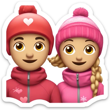 Valentine’s Day skiing with hearts  sticker