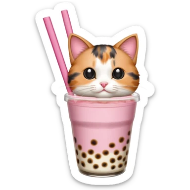 Cat drinking bobba tea sticker