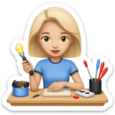 woman with hobby sticker