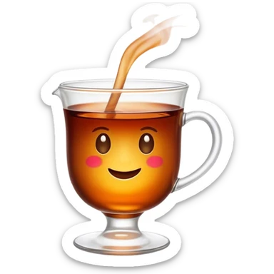 Cinematic Realistic Turkish Tea Pop Culture Emoji, featuring an inviting portrayal of a steaming glass of Turkish tea rendered with rich textures and warm, convivial lighting. sticker