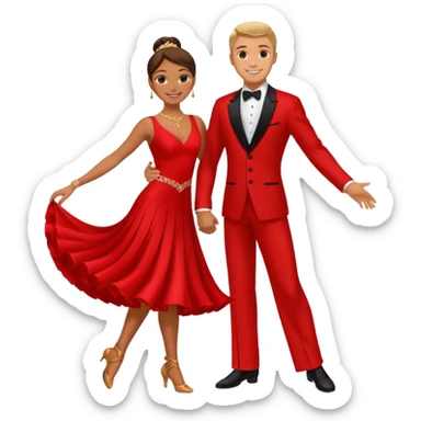 dancesport couple with red outfit sticker