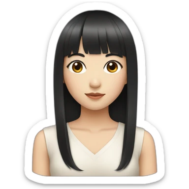 Asian girl with black hair and straight bangs sticker