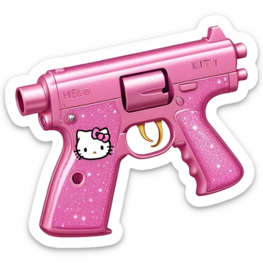 Pink sparkly, hello Kitty gun sticker