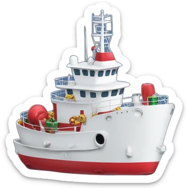 christmas decorated offshore tug sticker