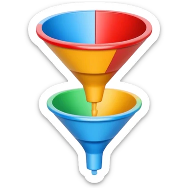 a sales funnel with three different colors sticker