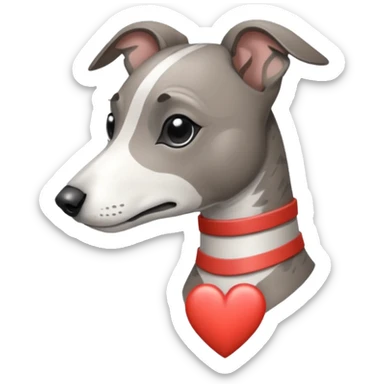 brindle stripes grey whippet hearts sticker