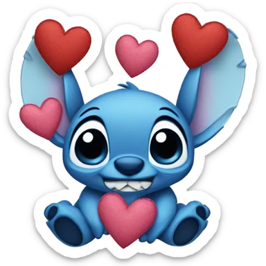 Stitch with hearts sticker