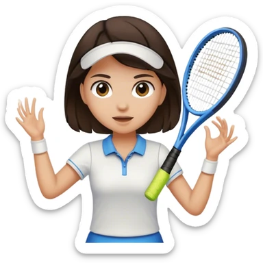 girl with dark brown hair and light skin playing tennis sticker