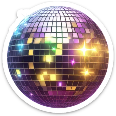 cute disco ball with sparkles around the top right and bottom left sticker