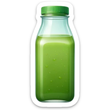 green juice in clear square bottle sticker