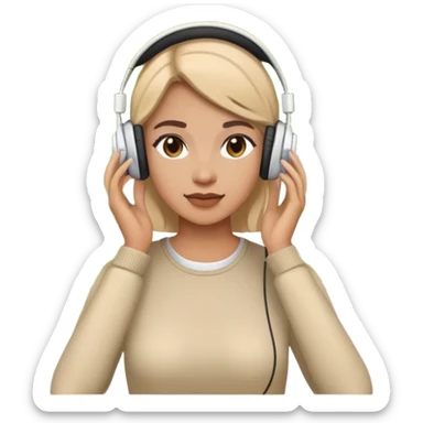 Woman with headphones in the park  sticker
