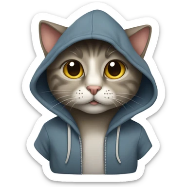 Cat  wereing a hoodie  sticker