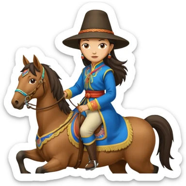 mongolian woman on horse sticker