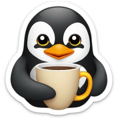 Penguin sipping coffee sticker