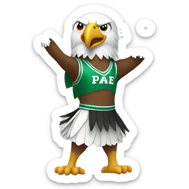 eagle holding green cheerleading pom poms sticker