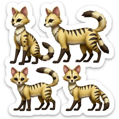 Genet-Wolverine-Marsupial-Serval-Possum-Vernid-Sergal-Fakémon-hybrid, by LiLaiRa-griffsnuff, full body sticker