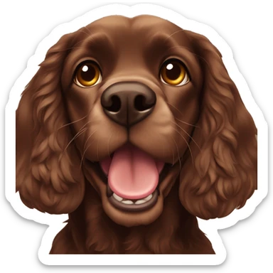 Dark brown cocker spaniel  Little play with 🥎  sticker