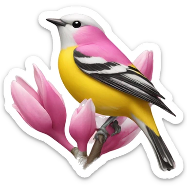 Pink Magnolia, warbler sticker