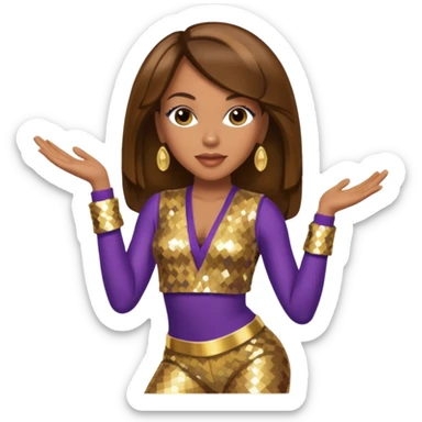 Farrah Franklin from Destiny's Child with brown hair, gold sequin outfit sticker