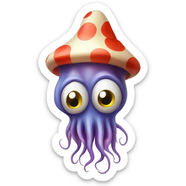 A sad clown squid sticker