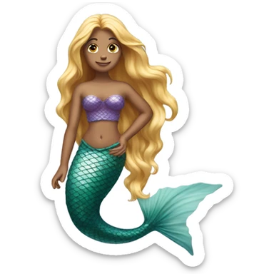Pretty detailed mermaid with red tail and blonde hair sticker