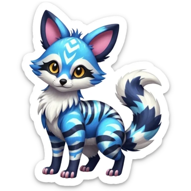 Futuristic furry fluffy floofy feathery tribal marked Genet-Absol-Furret-Zeraora-Primagen-fusion-creature  sticker
