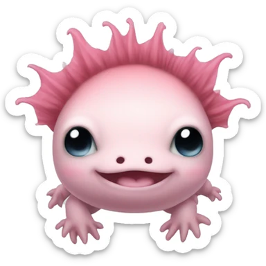 an axolotl with  curly hair sticker