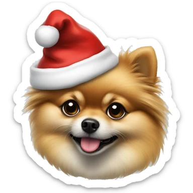 lulu pomeranian with santa claus hat
 sticker