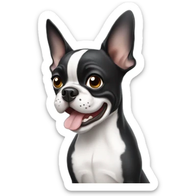 A Boston terrier waving hi sticker