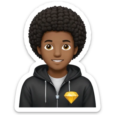 Black young guy who haves afro haircut ,zip hoodie and with a diamond grillz in her tooth sticker