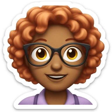 Grandma emoji but with cat eye glasses and red wavy hair sticker