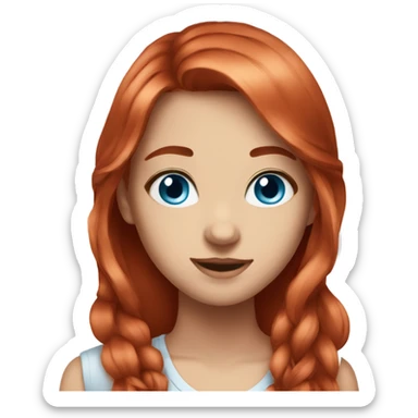 Beautiful girl, red hair，long hair, blue eyes sticker