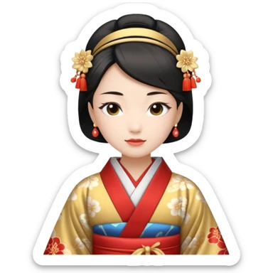 Japanese Princess with in ceremonial robe kimono sticker