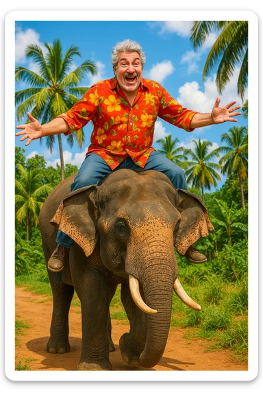 Alain chabat sur un éléphant  sticker