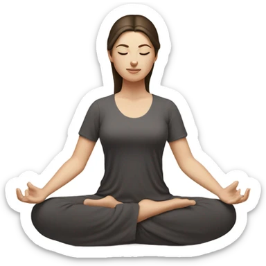 white girl with dark brown hair in zen meditation position sticker