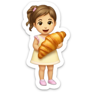 Bébé fille mange un croissant  sticker