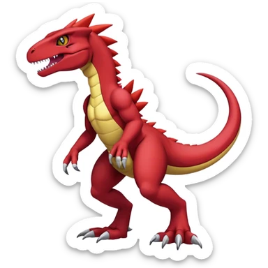  Cool Edgy Maroon Guilmon-Charmeleon-Digimon-Fakemon-Velociraptor full body sticker