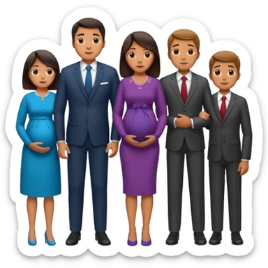 Ok keep this just change it a bit. Make them separate from each other so you know who who’s on the side and who’s on the dad side dad‘s family is standing next to him, wife family standing next to her. And T he wife is pregnant. sticker