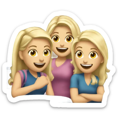 Three blonde girls on a bus celebrating  sticker
