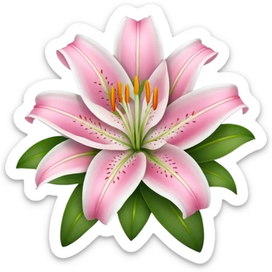 lilies pink & white flower sticker