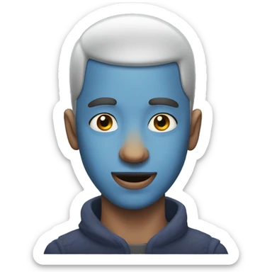 Man no Hair blue skin drooling and a Crown sticker