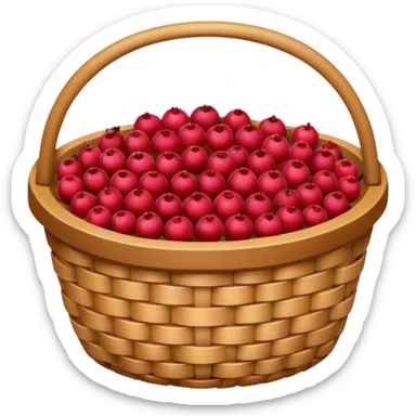 wicker basket with cranberries  sticker