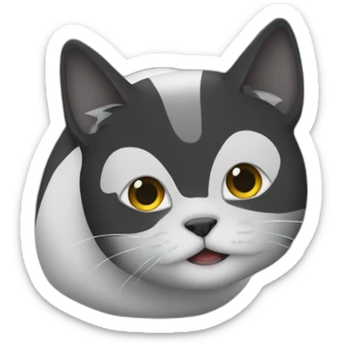 Chat noire et blanc et gris sticker