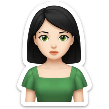 green dress black hair sticker
