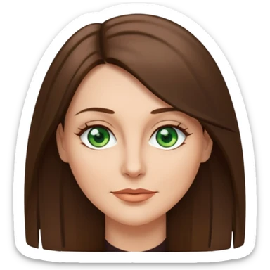 pretty woman in her 40s with green eyes and long straight ash-brown hair  sticker