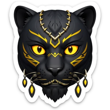 Black panther aggressive just the face and the necklace sticker