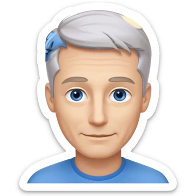 Avatar pic male gray hair blue eyes clean shaven blonde eyebrows high cheekbones sly smile long eyelashes sticker