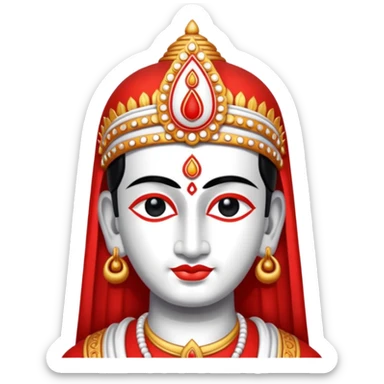 Create lord Venkateshwara tilak emoji , it should be in red and white in colour, i.e, left and right lines are in white colour and between left and right lines there is a red colour line sticker