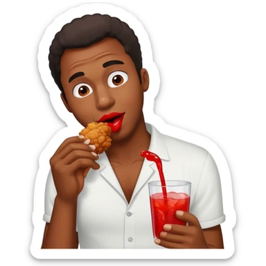 Black man eating chicken and drinking kool aid sticker